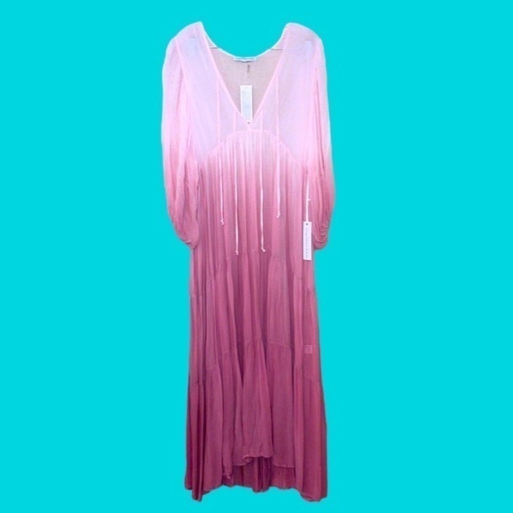 NWT YOUNG FABULOUS & BROKE Pink Ombré Long Sleeve Maxi Dress Boho Size Small
